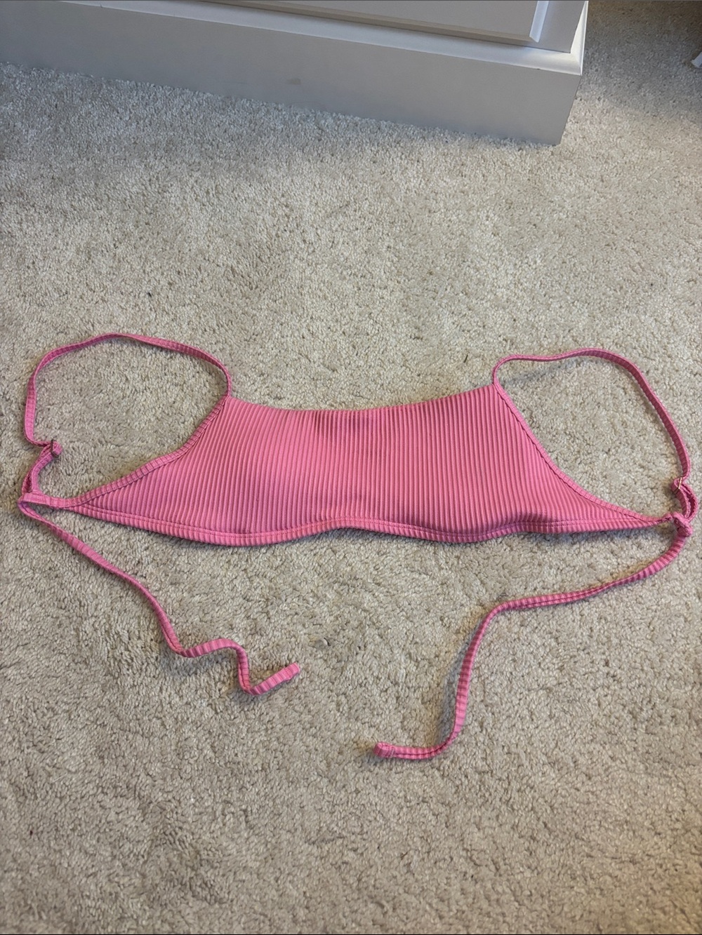 Women’s Hollister Pink Ribbed Tie-Back Bikini Top
